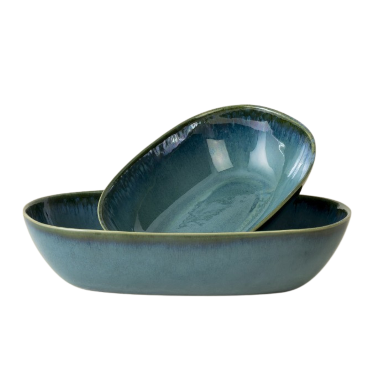Auflaufform Keramik 2er Set blau – handgemachte Ofenform & Servierschalen | Amazonia Kollektion