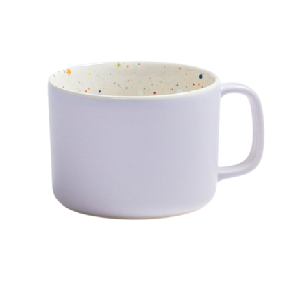 Primavera Ceramic Mug with Handle White-Purple I 2 Pieces