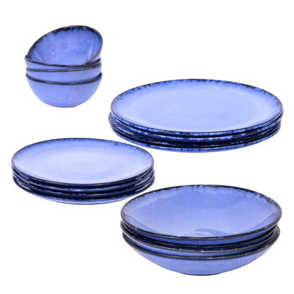 Amazonia Teller & Schalen Set Blau I 16 teiliges Set