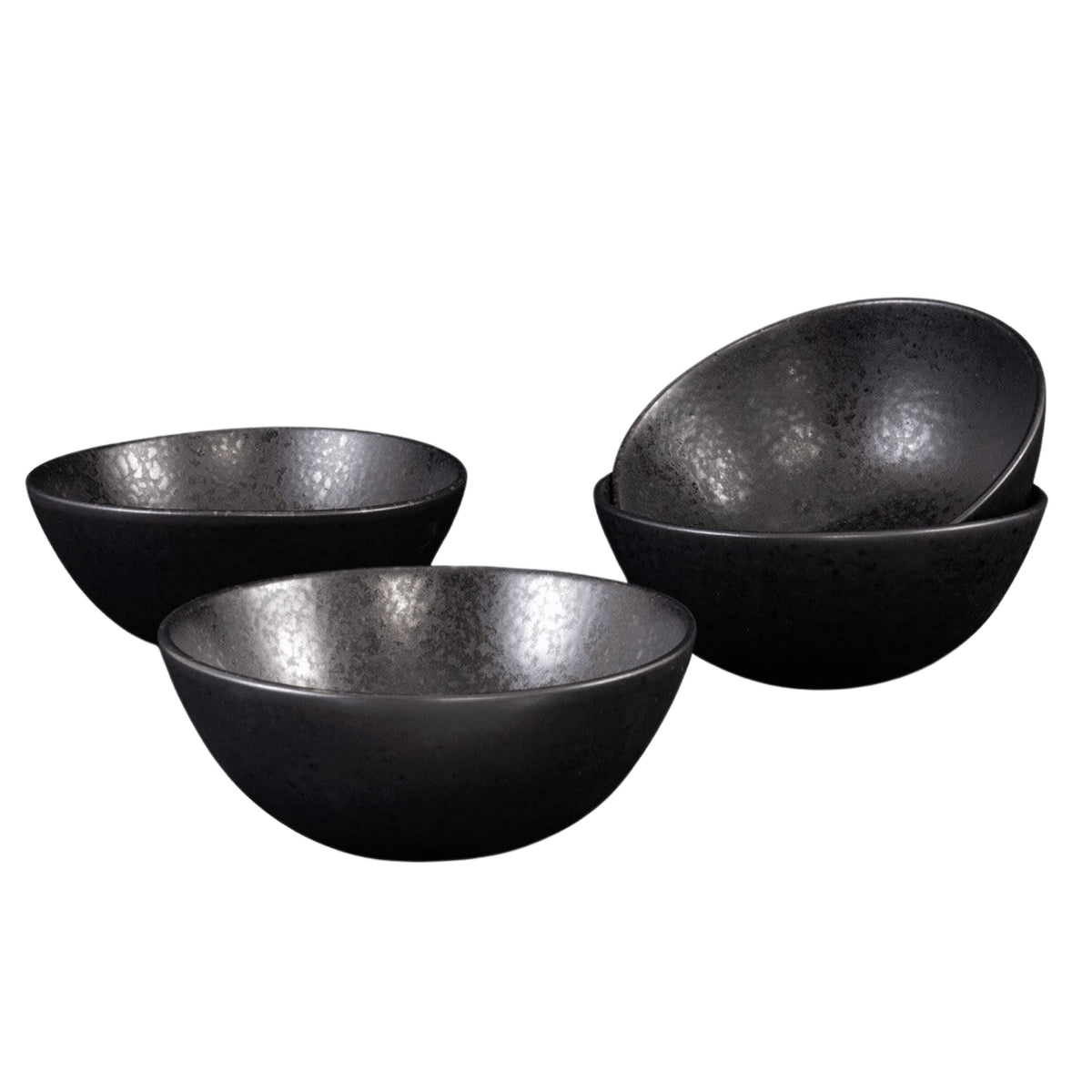 Black Stone Teller & Schalen Set Schwarz I 16 teiliges Set