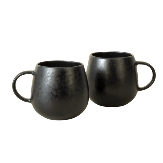 Black Stone Keramik Tasse groß Schwarz