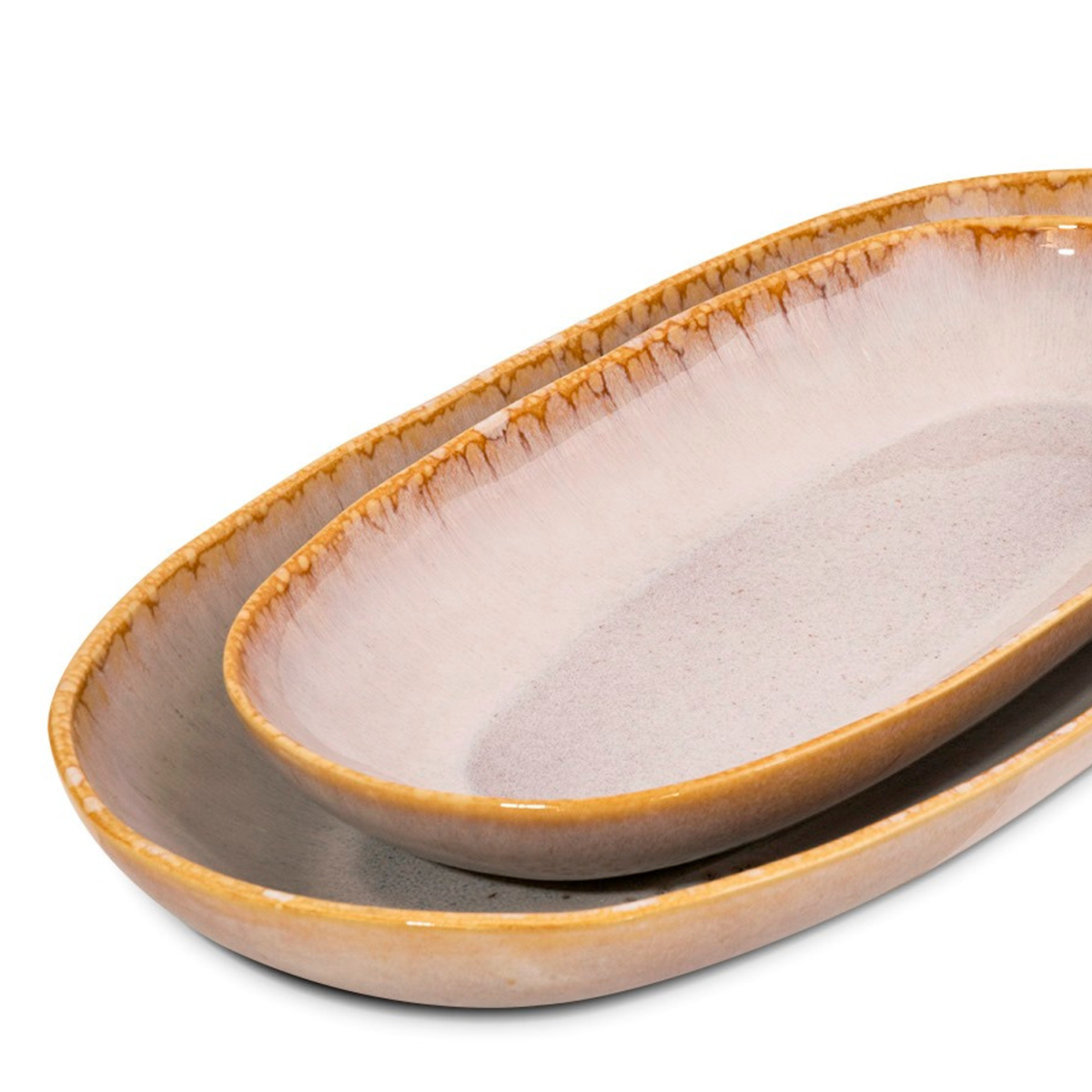 Große Servierplatten Keramik 2er Set creme – handgemachte Teller für Antipasti & Dinner | Amazonia Kollektion