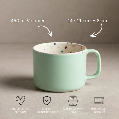 Keramik Tasse Breeze Party grün – 450 ml | Egg Back Home