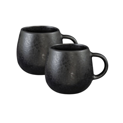 Black Stone Keramik Tasse groß Schwarz I 4 Stück