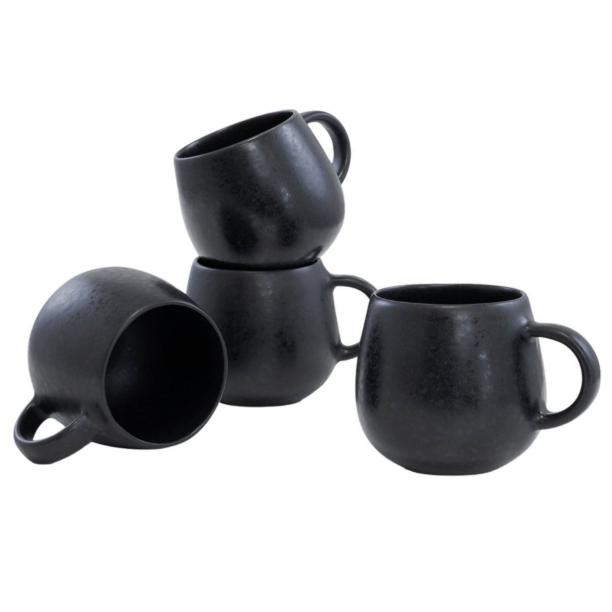 Black Stone Keramik Tasse groß Schwarz I 4 Stück