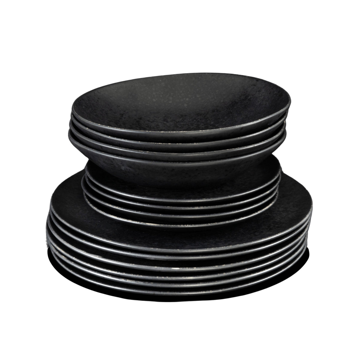 Black Stone Teller & Schalen & Tassen Set Schwarz I 20 teiliges Set