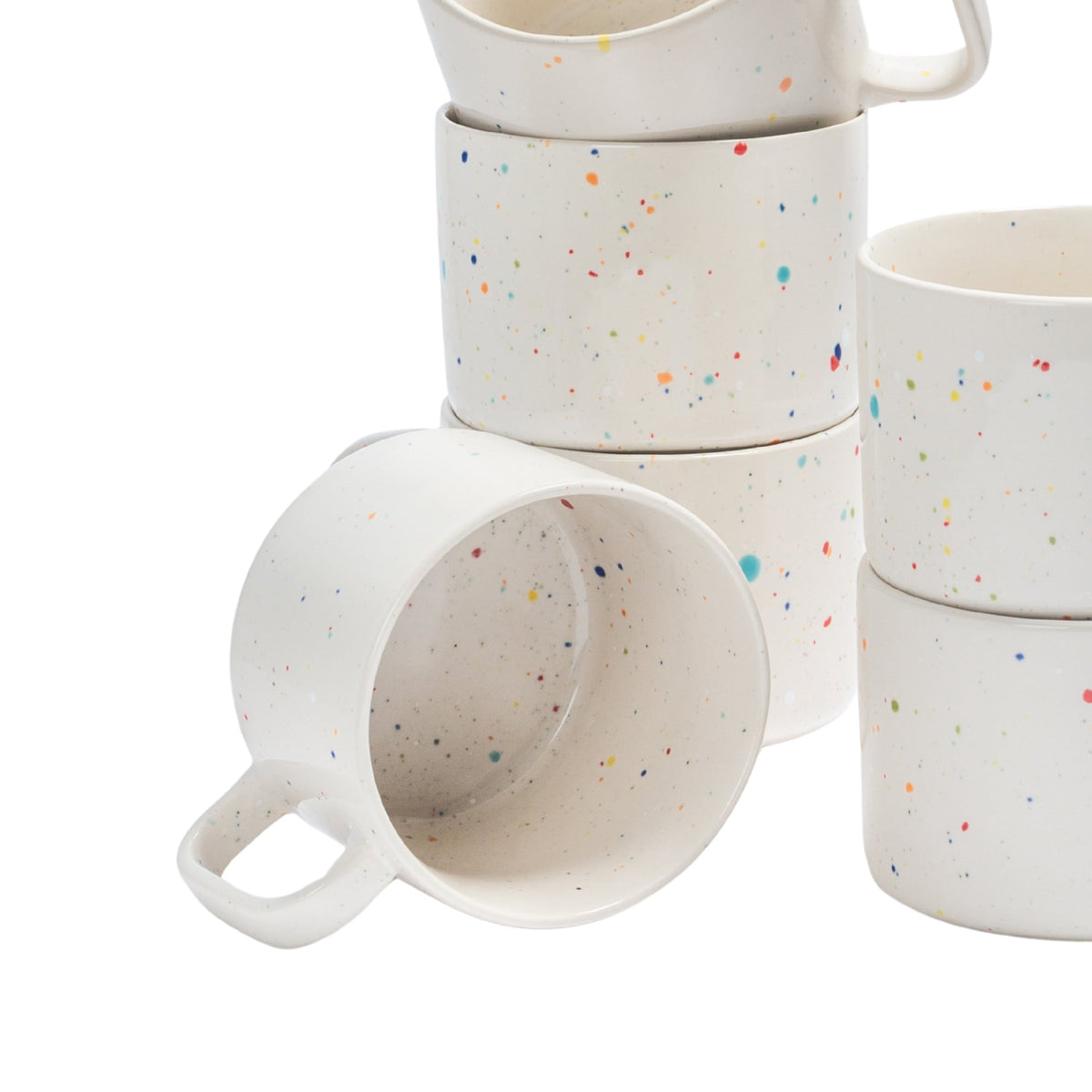 Primavera Keramik Becher mit Henkel Weiß