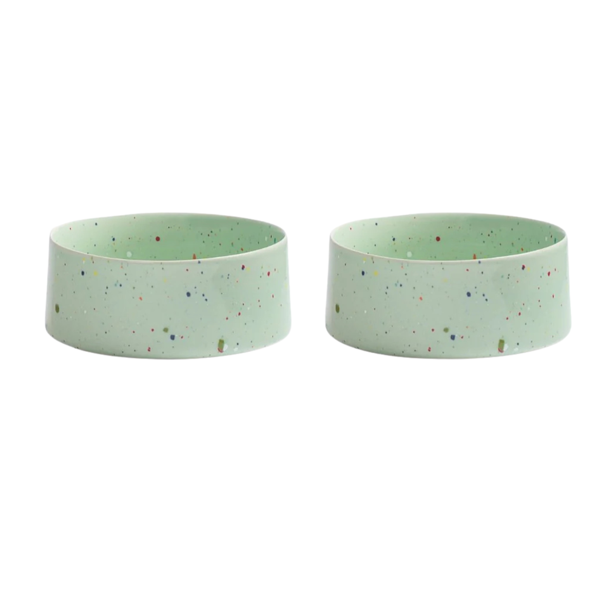 Ceramic Dog Bowl & Cat Bowl Set of 2 Ø16 cm Green – Egg Back Home Party Food Bowls