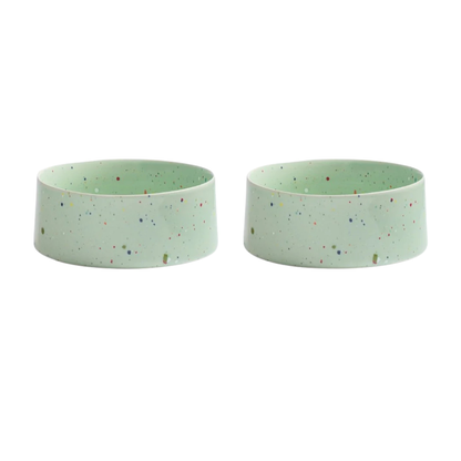 Ceramic Dog Bowl & Cat Bowl Set of 2 Ø16 cm Green – Egg Back Home Party Food Bowls